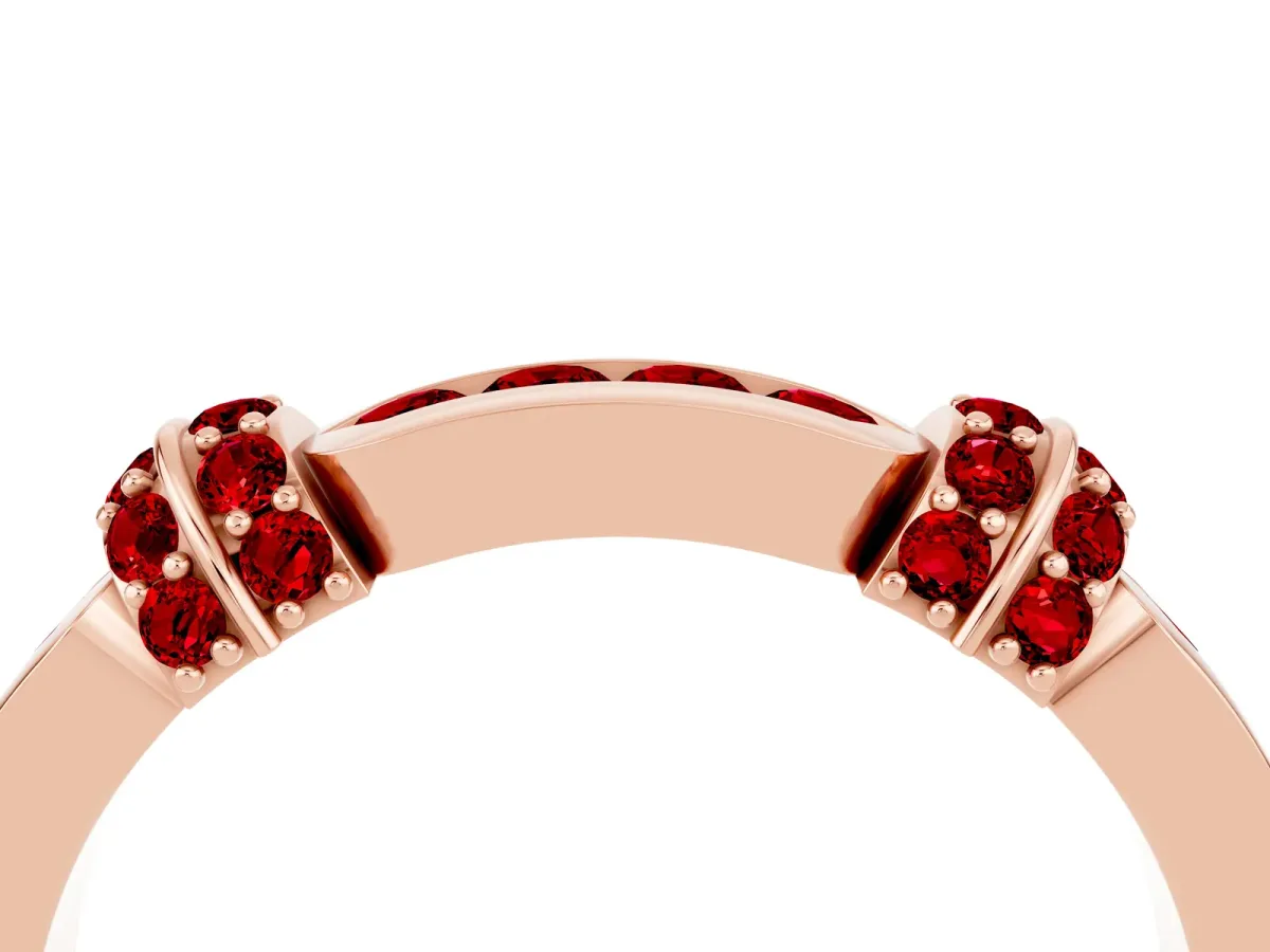 Pavé Round Ruby Link Band with Bezel Setting Rose gold