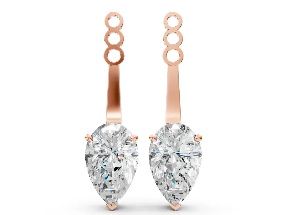 Pear Diamond Drop Earring Jackets Rose gold