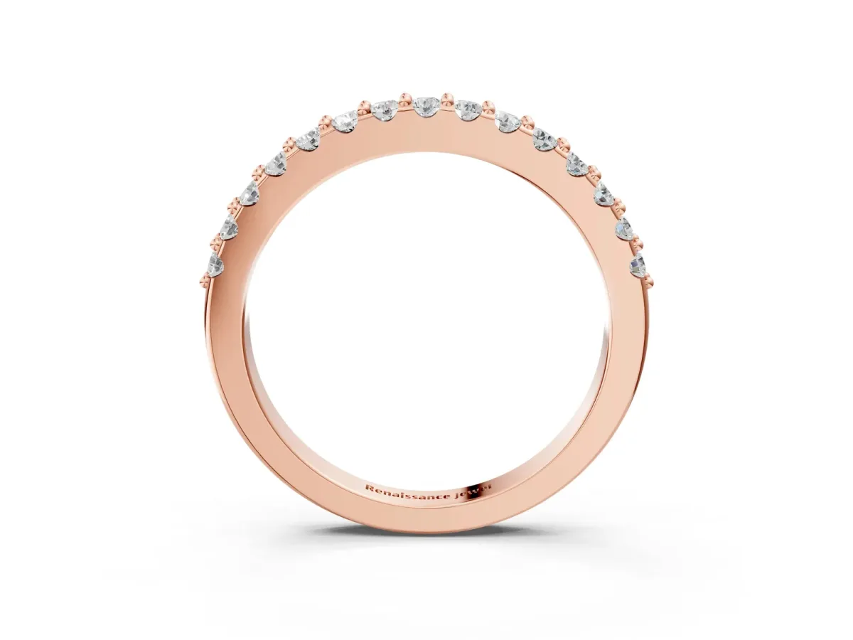 Round Diamond Pavé Set Half Eternity Band Rose gold
