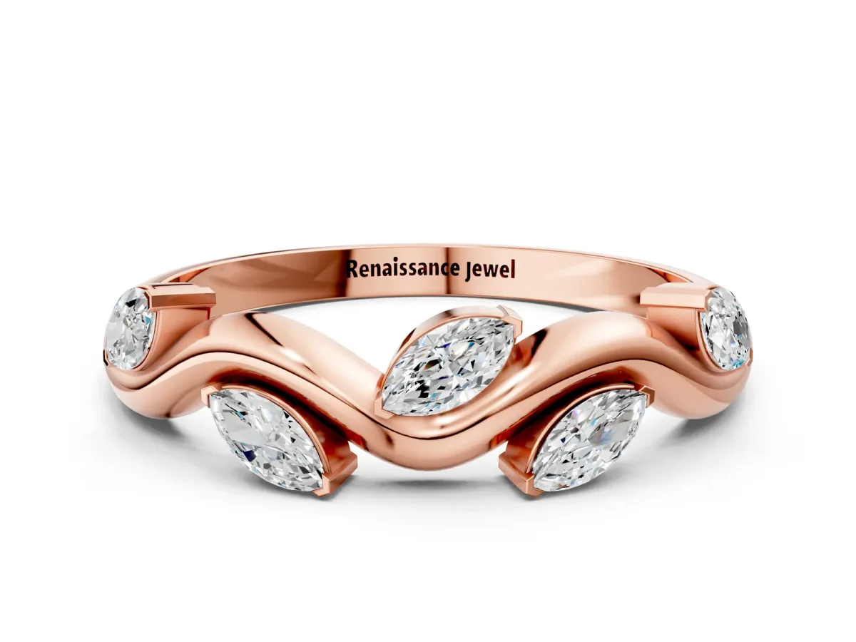 Marquise Diamond Twisted Band with Prong Setting Rose gold
