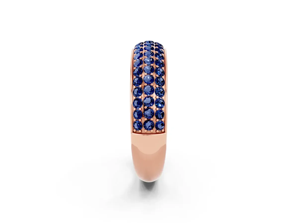 Three-Row Round Blue Sapphire Eternity Band with Shared Prong Setting Rose gold