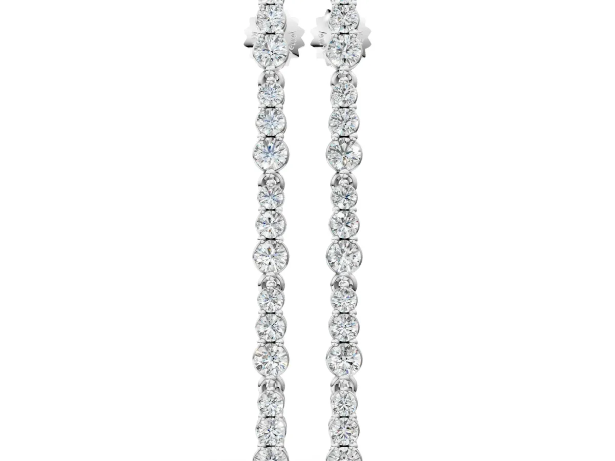 Round Diamond Graduated Dangle Earrings Platinum
