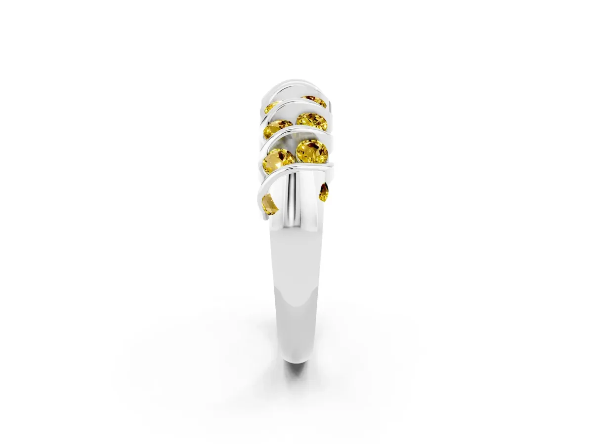 Channel Set Round Yellow Sapphire Multi-Row Band Platinum