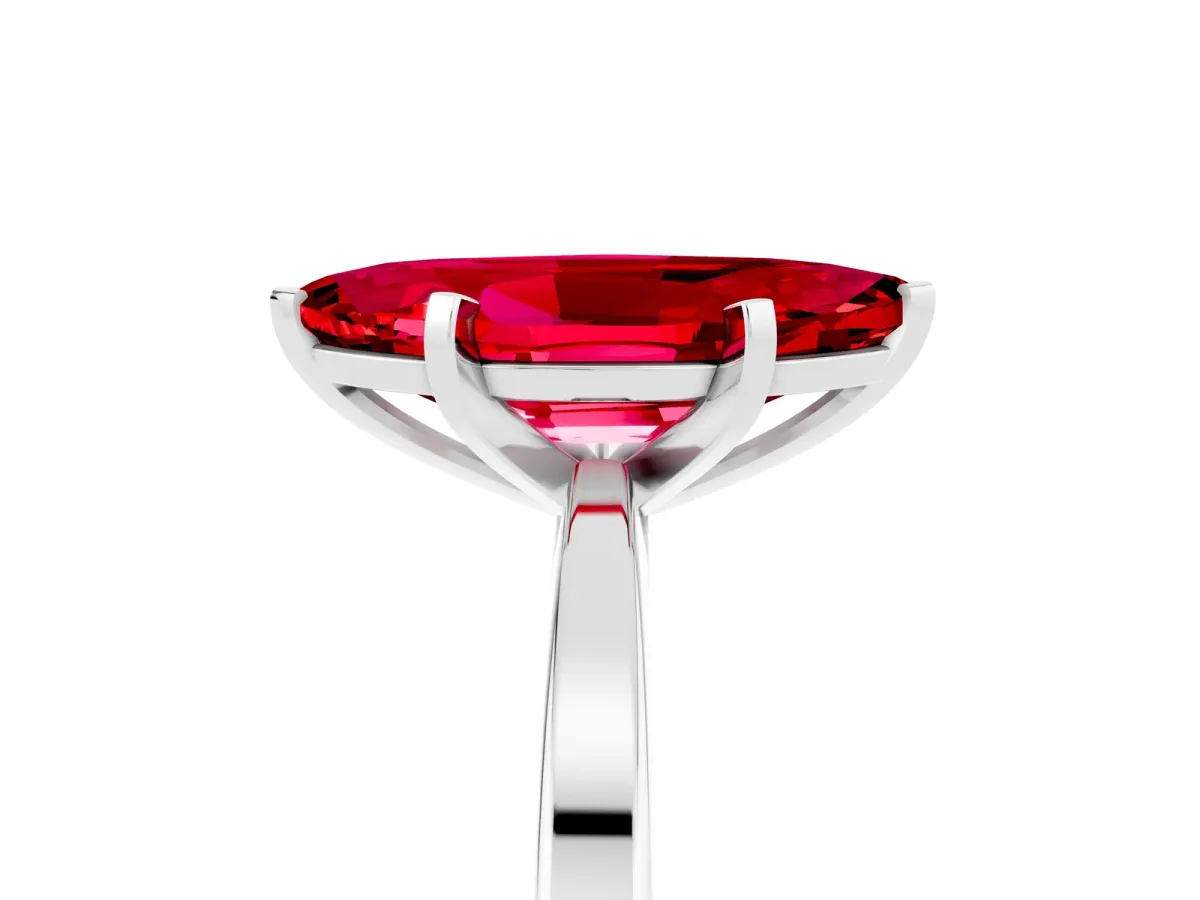 Marquise Cut Ruby Solitaire Engagement Ring with Classic Band and Four-Prong Setting White gold