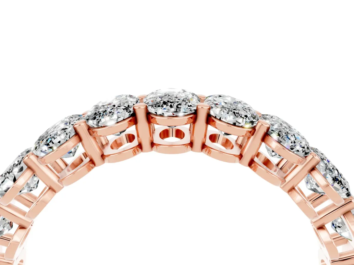 Oval Cut Moissanite Eternity Band with Shared Prong Setting Rose gold