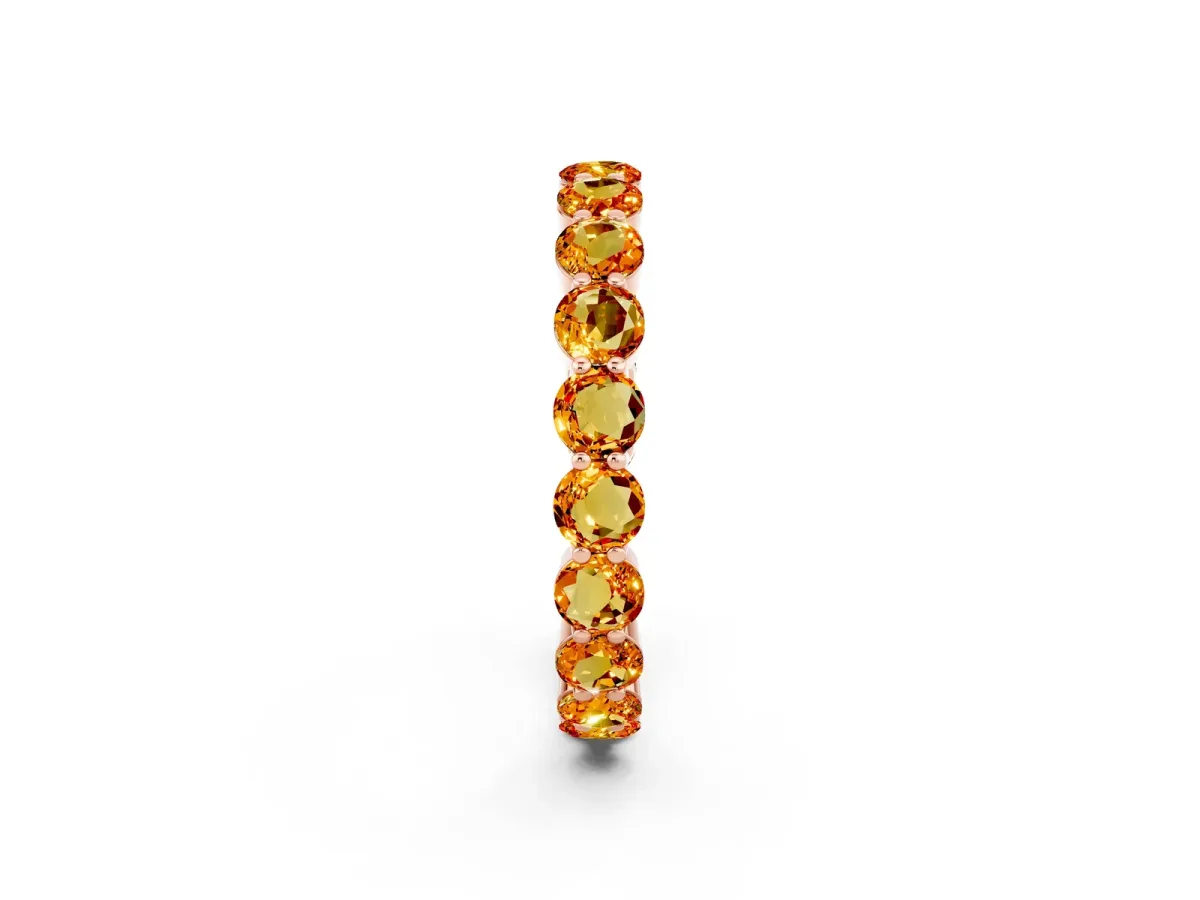 Round Citrine Eternity Band with U-Prong Setting Rose gold