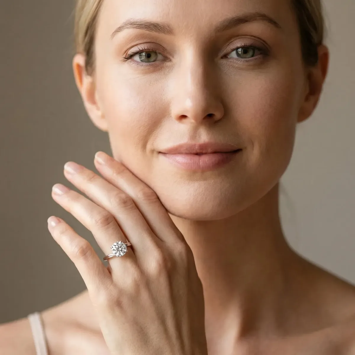 Round Cut Solitaire Twist Band Engagement Ring with Four-Prong Setting Silver