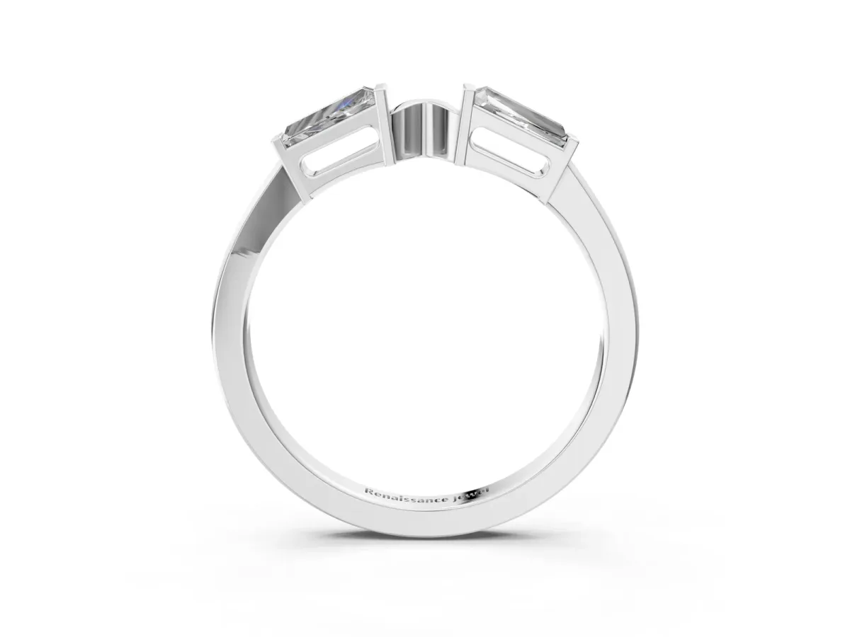 Baguette Diamond Open Band with Bar Prong Setting Platinum