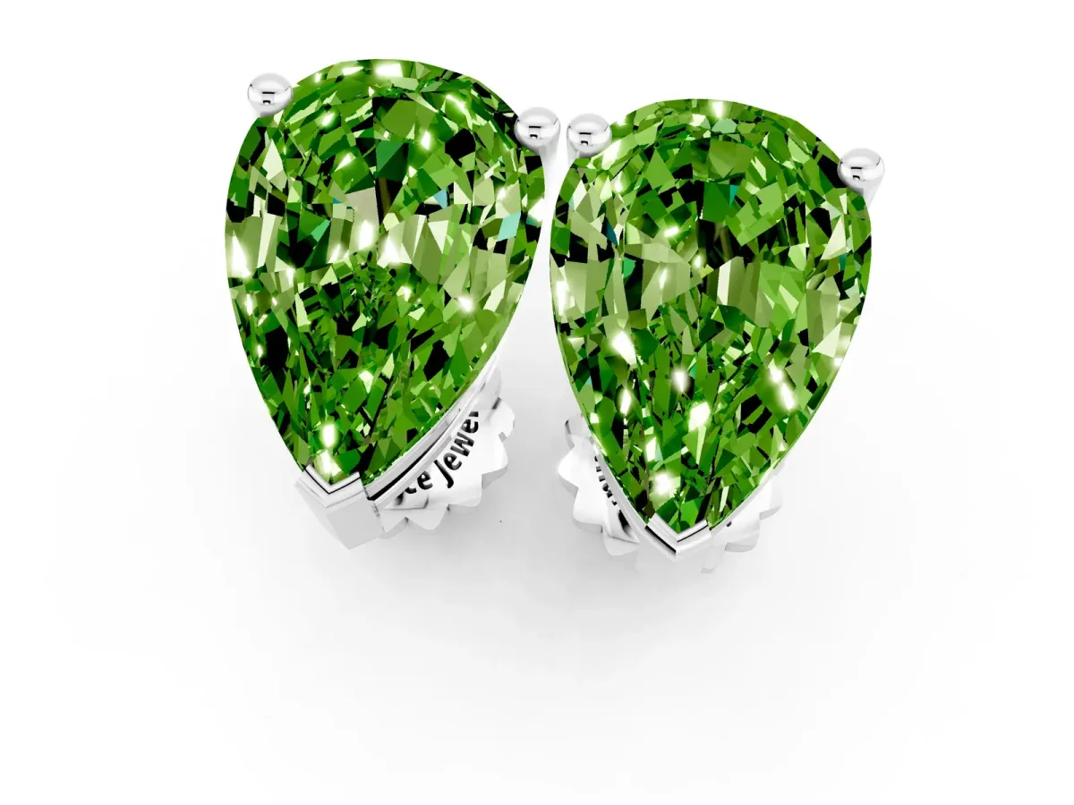 Pear Cut Peridot Stud Earrings Platinum