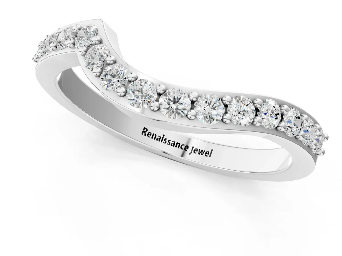Pavé Round Diamond Twist Band with Channel Setting Platinum