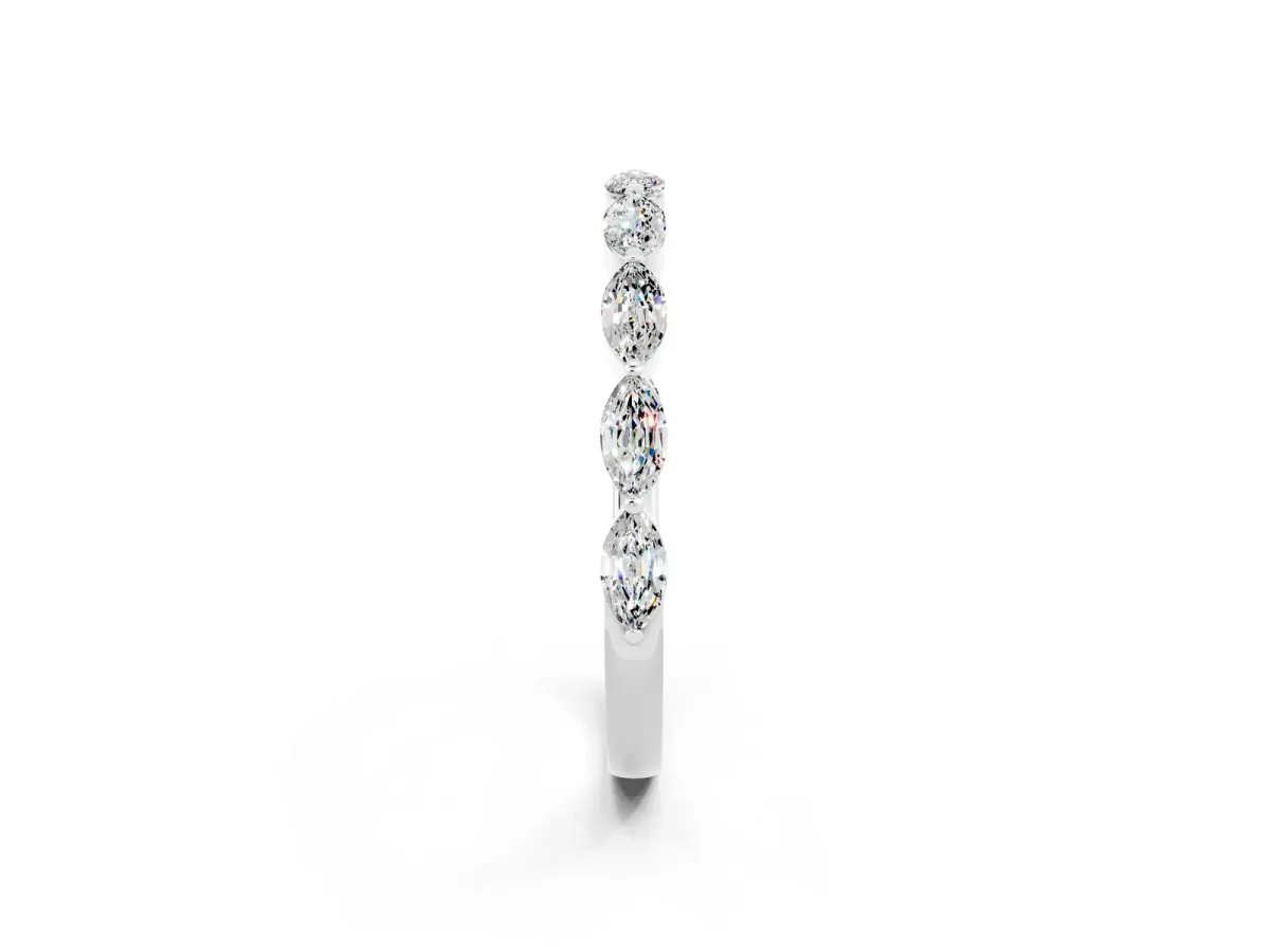 Marquise Moissanite Half Eternity Band with Prong Setting White gold