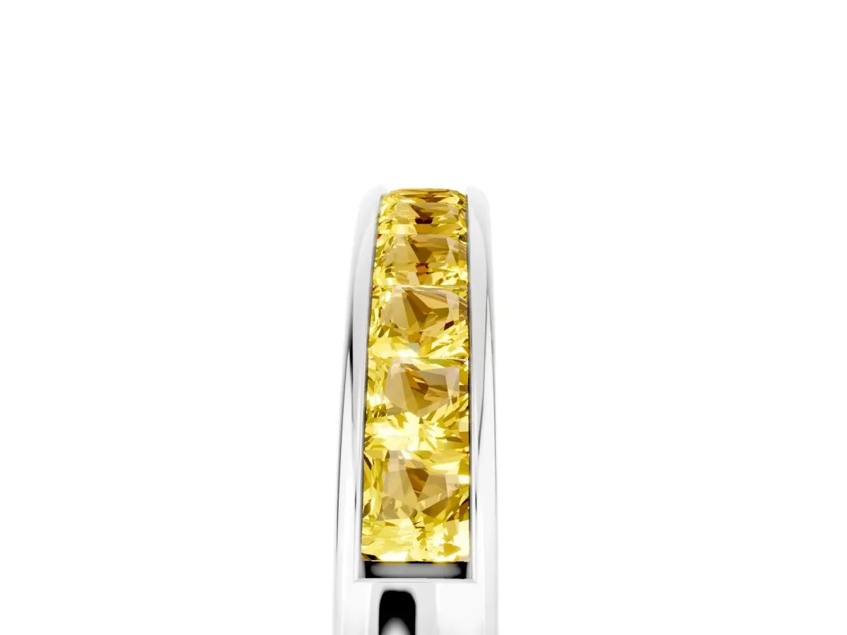 Channel Set Princess Cut Yellow Sapphire Eternity Band Silver