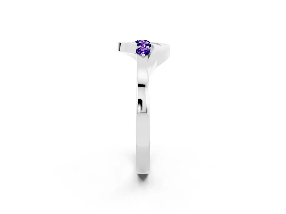 Five-Stone Round Tanzanite Crossover Band with Prong Setting Platinum