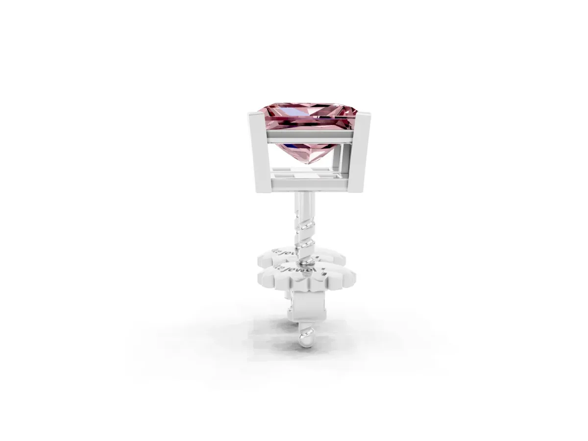 Princess Cut Morganite Stud Earrings Silver