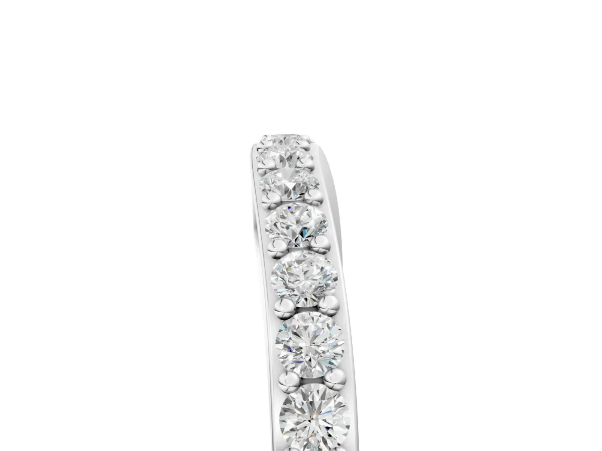Round Diamond Pavé Set Curved Eternity Band Silver