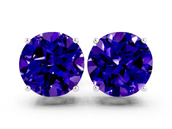 Round Cut Tanzanite Stud Earrings Platinum