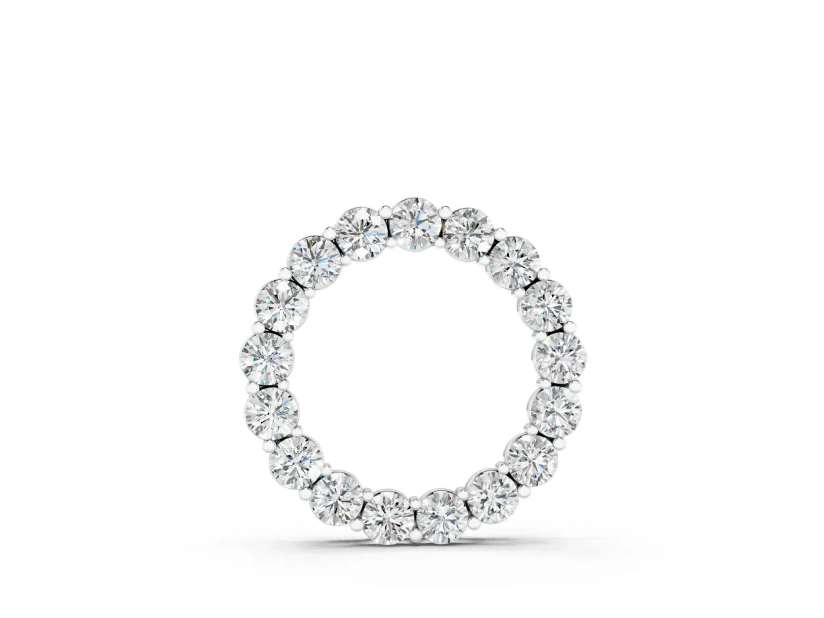 Round Diamond Circle Pendant with Prong Setting White gold