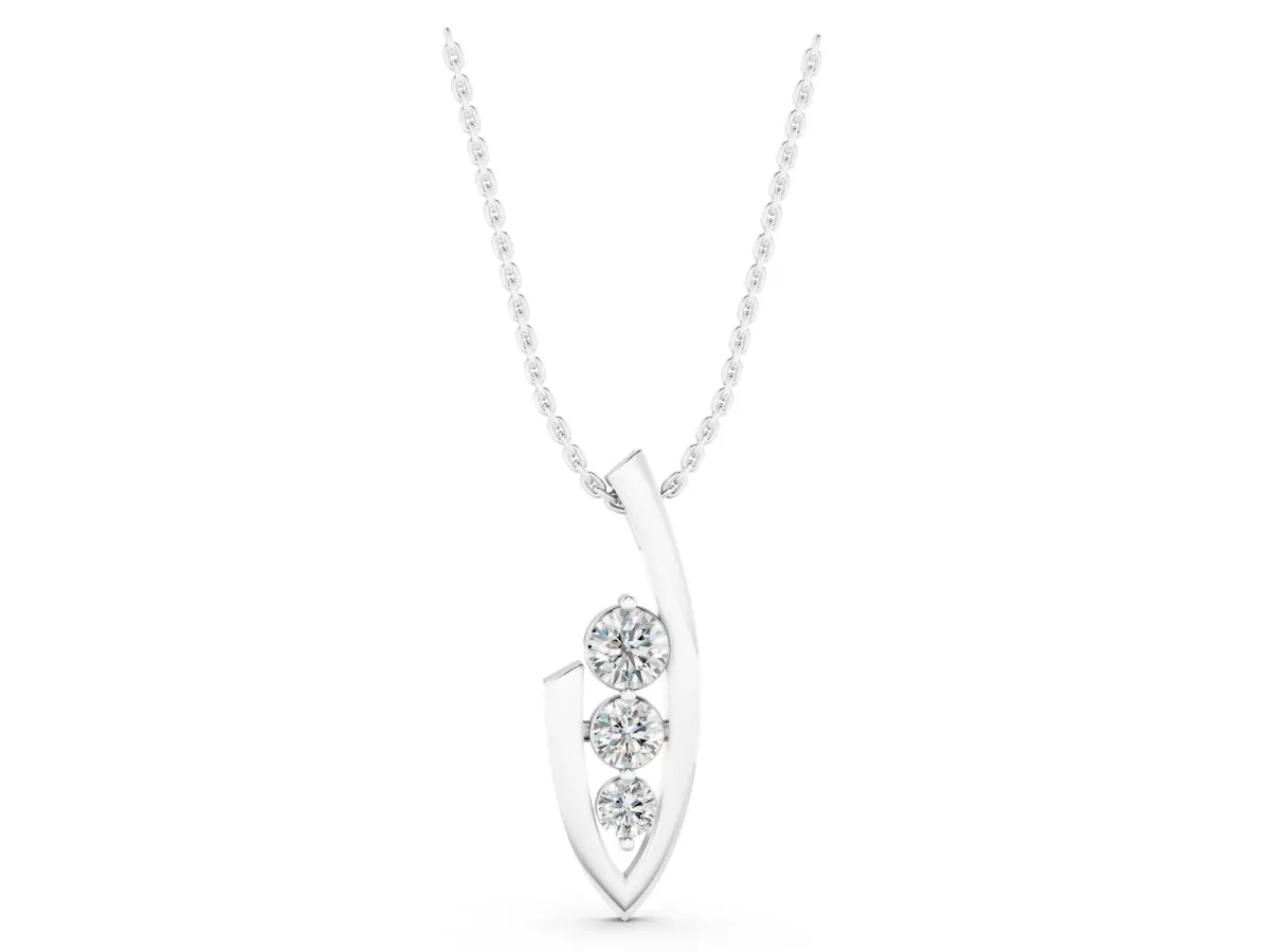 Three-Stone Round Prong-Set Pendant Silver