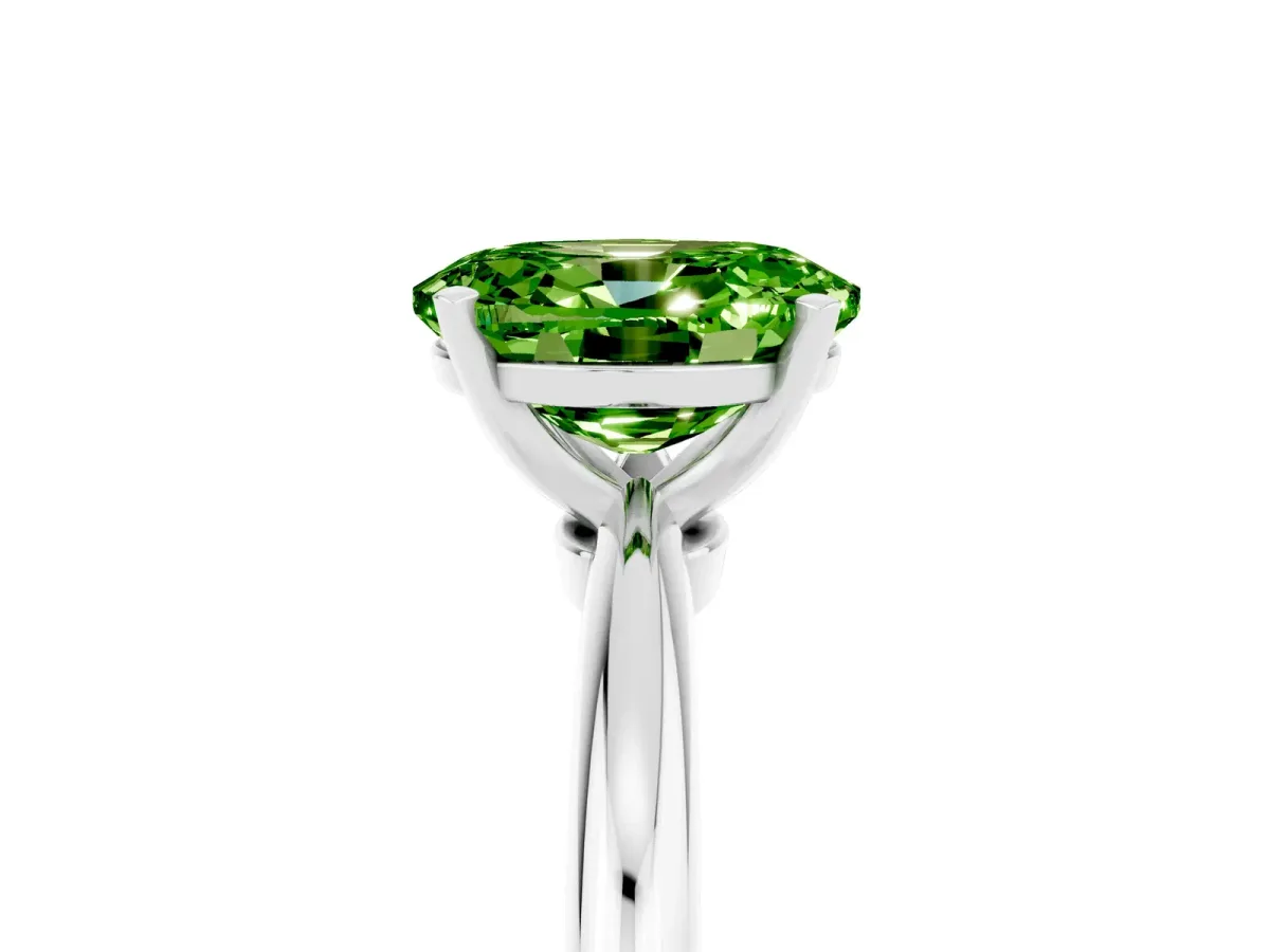 Oval Cut Peridot Solitaire Ring with Six-Prong Setting and Classic Band Silver