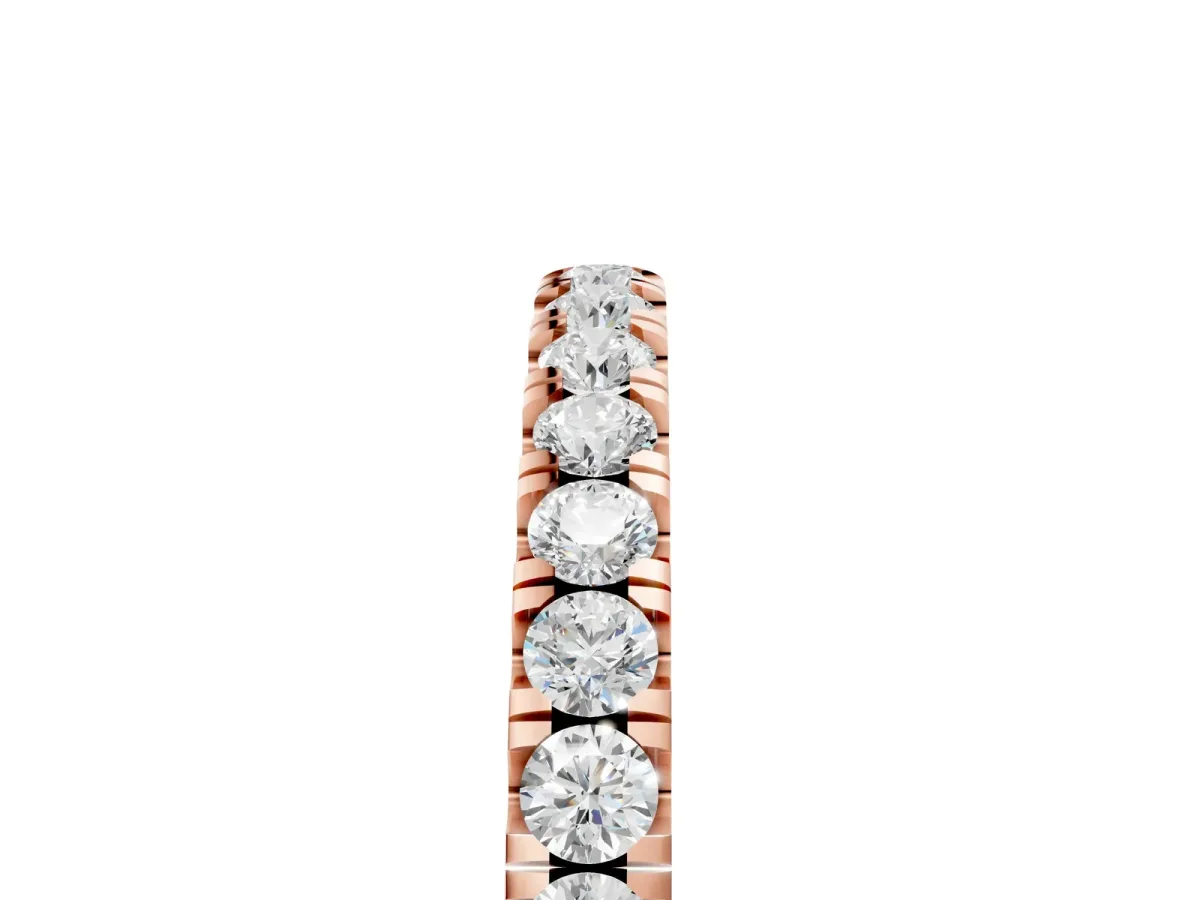 Round Diamond Classic Half Eternity Band with Shared Prong Setting Rose gold