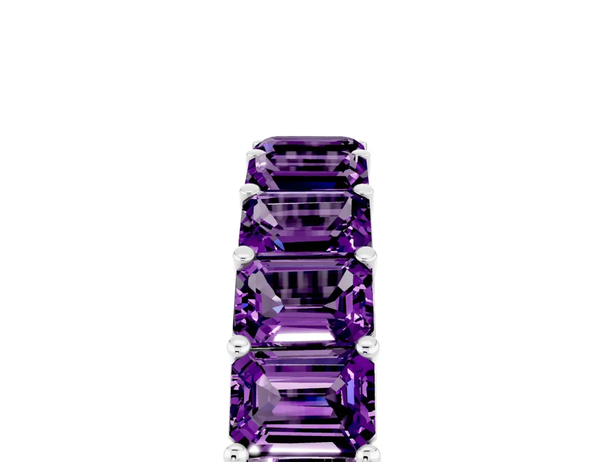 Emerald Cut Amethyst Eternity Band with Shared Prong Setting Platinum