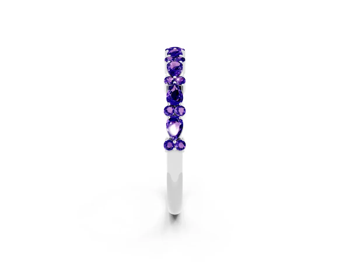 Pear and Round Tanzanite Wedding Band White gold