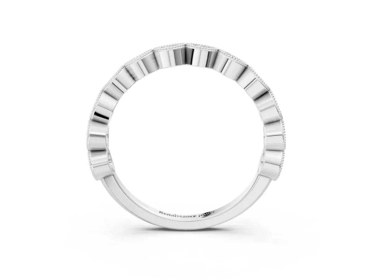 Milgrain Marquise Diamond Eternity Band with Bezel Setting Platinum