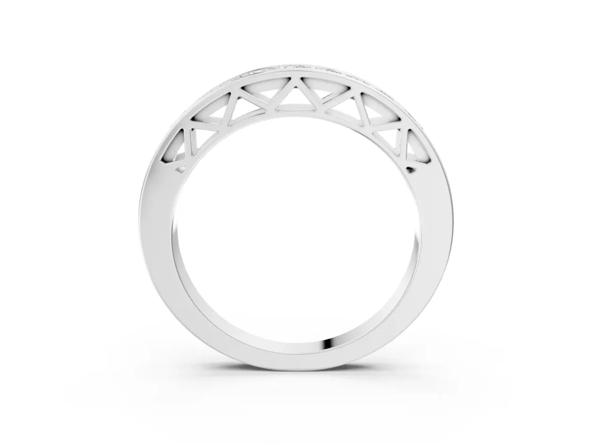 Channel-Set Round Diamond Eternity Band with Shared Prong Setting Silver