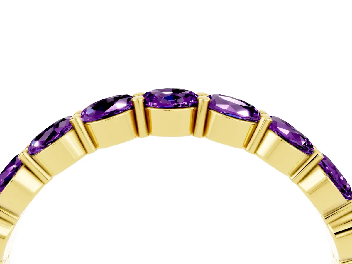 Round Amethyst Eternity Band with U-Prong Setting Yellow gold