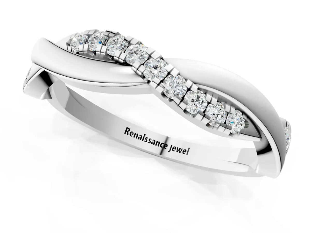 Twisted Pavé Round Diamond Infinity Band White gold