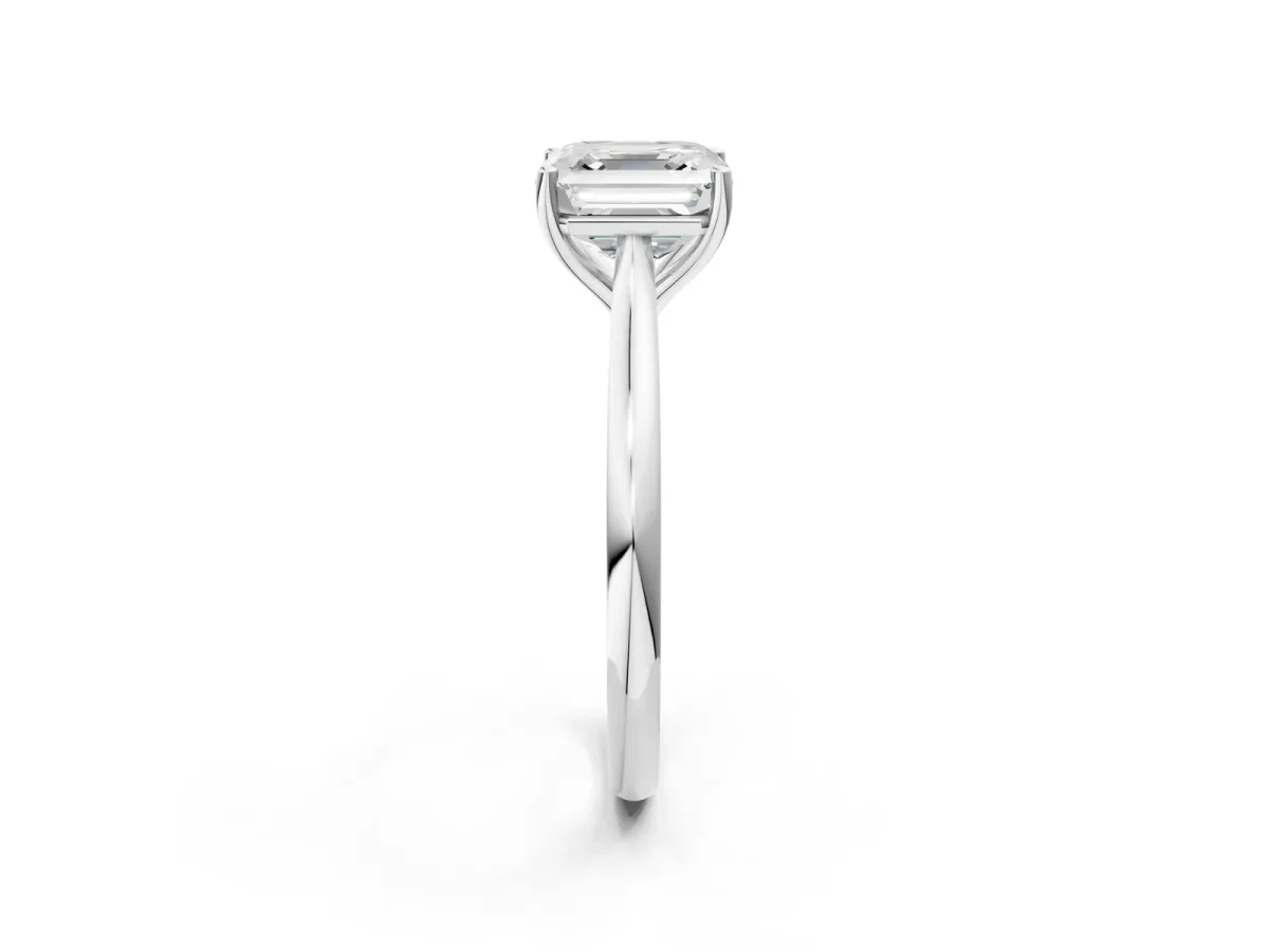 Asscher Cut Cut Solitaire Ring with Cathedral Band and Four-Prong Setting Platinum