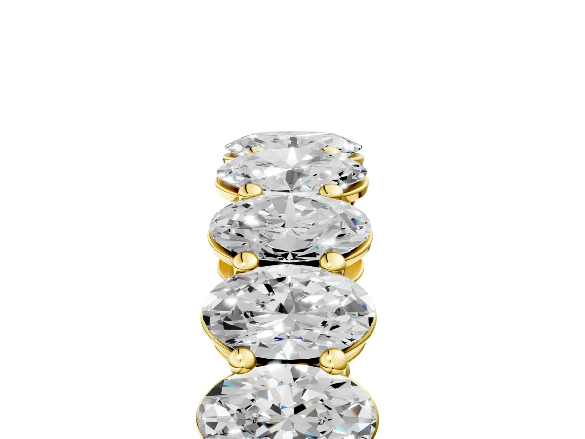 Oval Cut Diamond Eternity Band with Shared Prong Setting Yellow gold