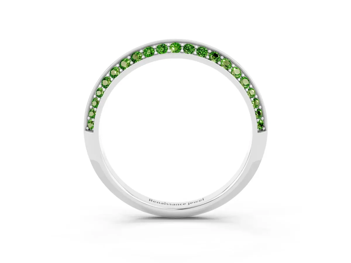 Double Row Pavé Round Peridot Eternity Band with Channel Setting Platinum