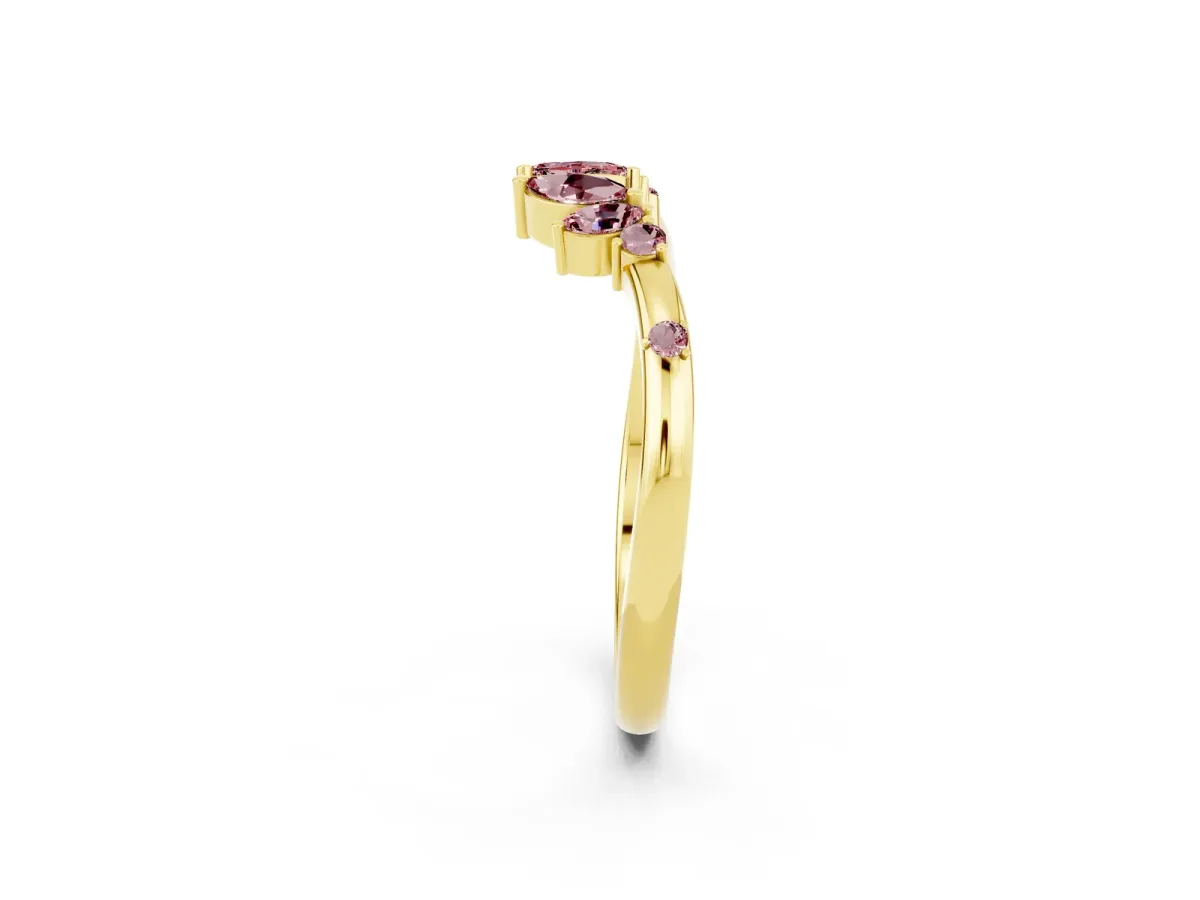 Open Marquise Cluster Morganite Band with Prong Setting Yellow gold