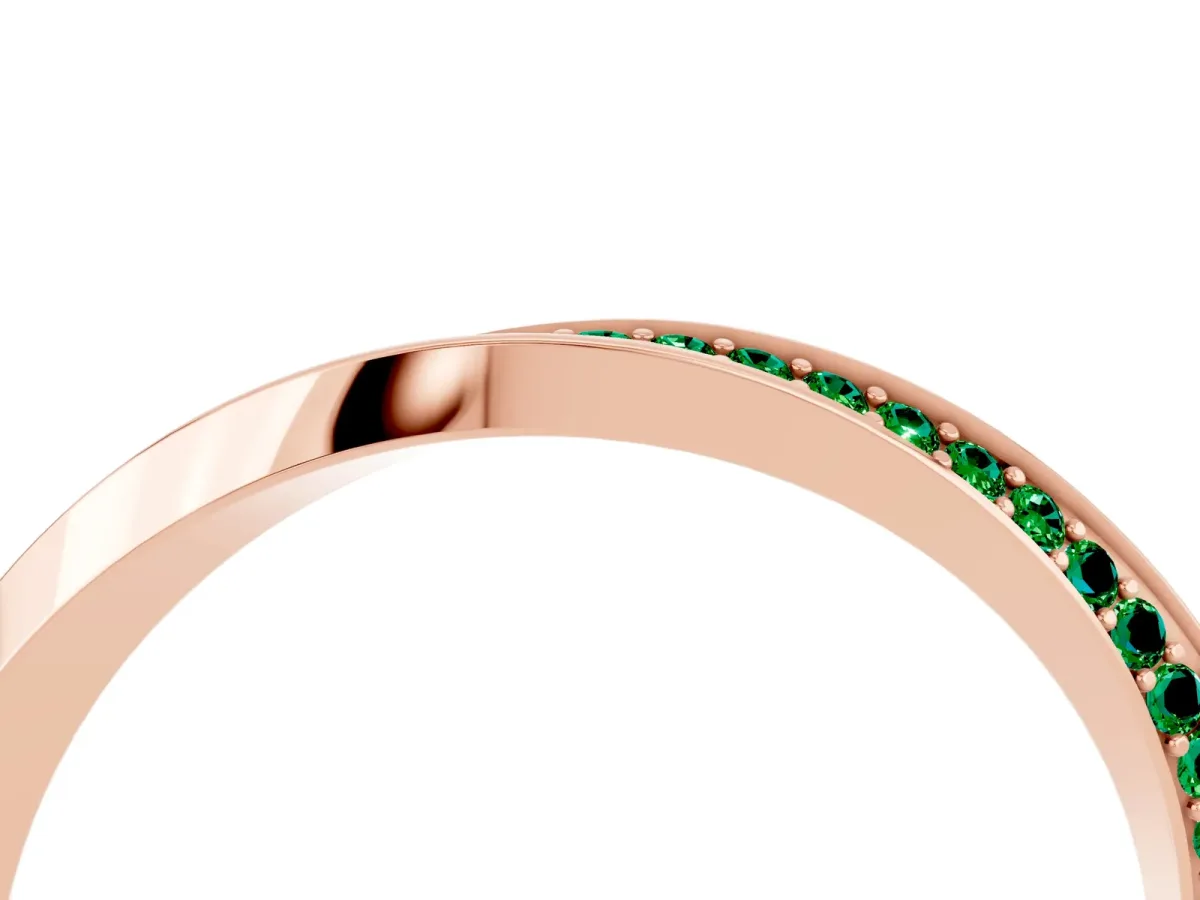 Pavé Round Emerald Twist Band Rose gold