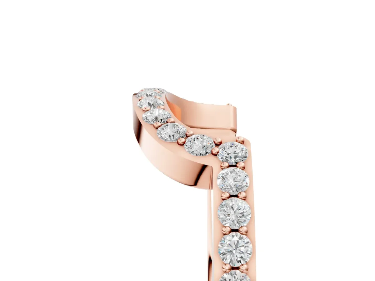 U-Shaped Pavé Round Diamond Contour Band Rose gold