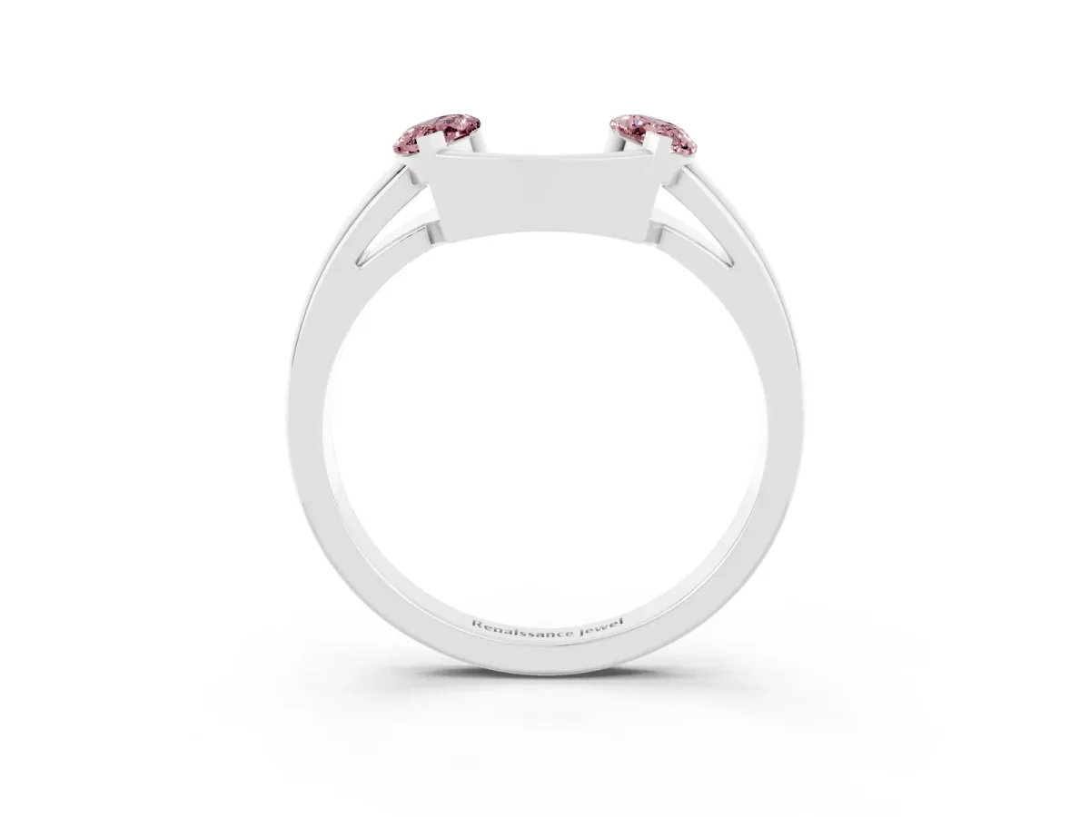 Marquise Morganite Open Band Ring with Tension Setting Silver