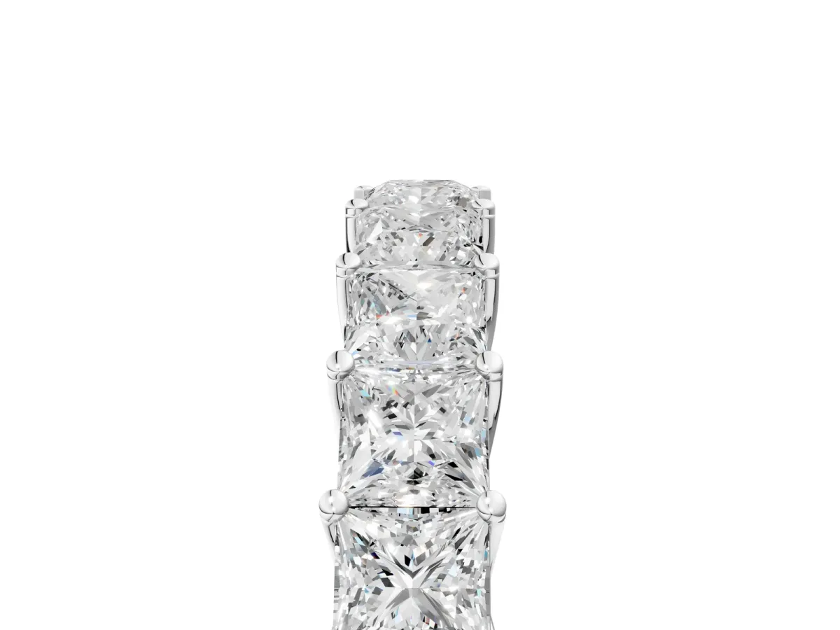 Princess Cut Diamond Channel-Set Eternity Band with Prong Setting Silver