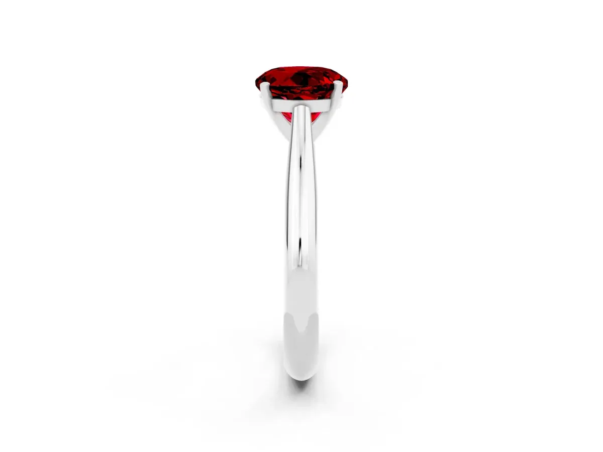 Round Cut Ruby Solitaire Engagement Ring with Cathedral Setting and Four-Prong Mount White gold