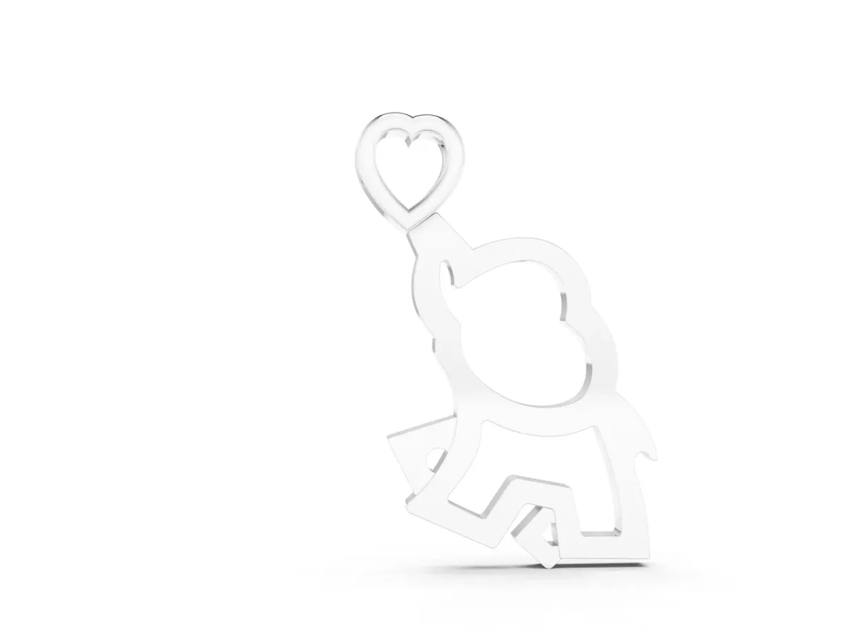 Silver Elephant Heart Pendant Silver