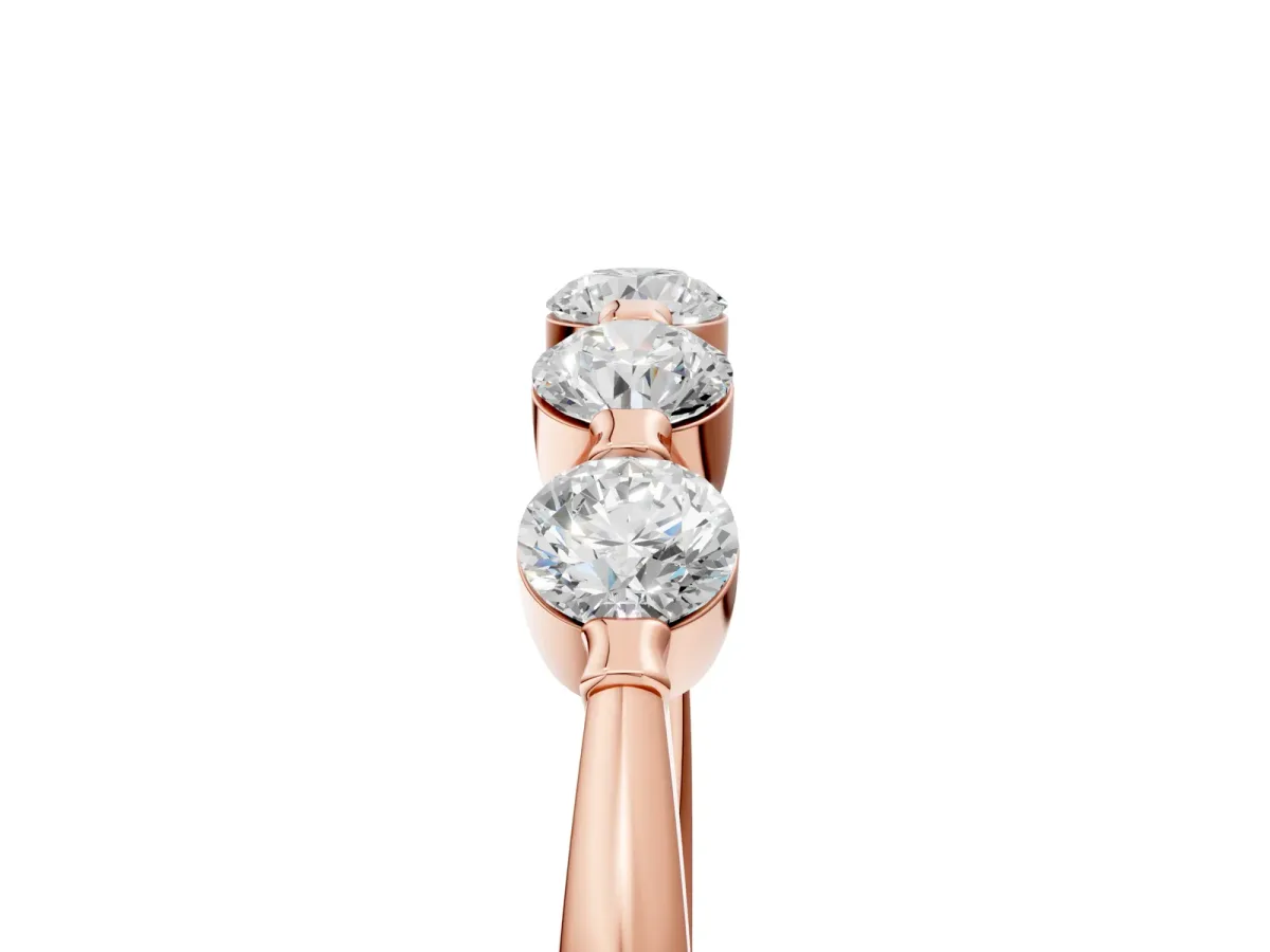 Five-Stone Round Cut Diamond Prong-Set Half Eternity Band Rose gold
