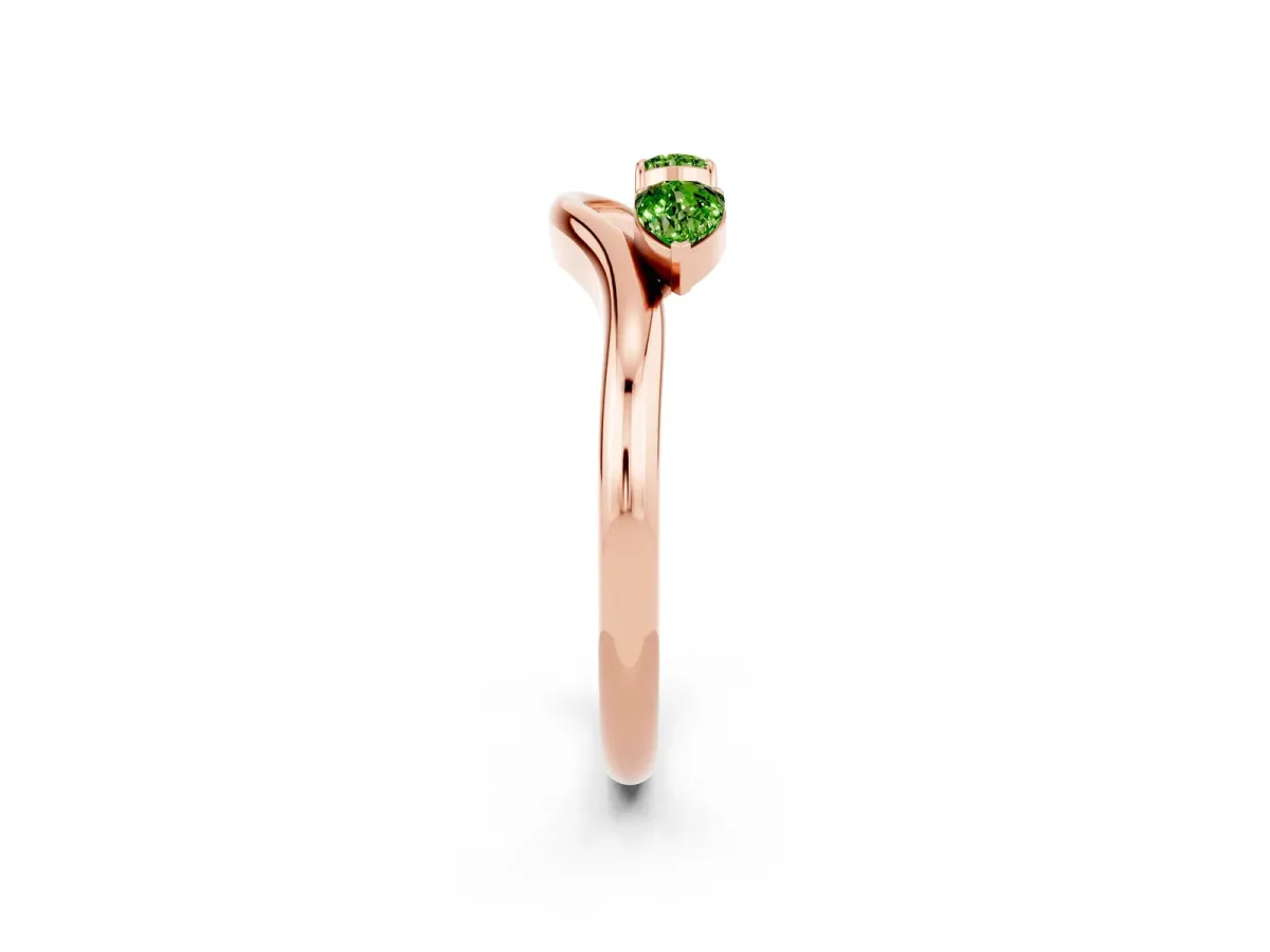 Pear Cut Peridot Two-Stone Open Band Ring with Prong Setting Rose gold