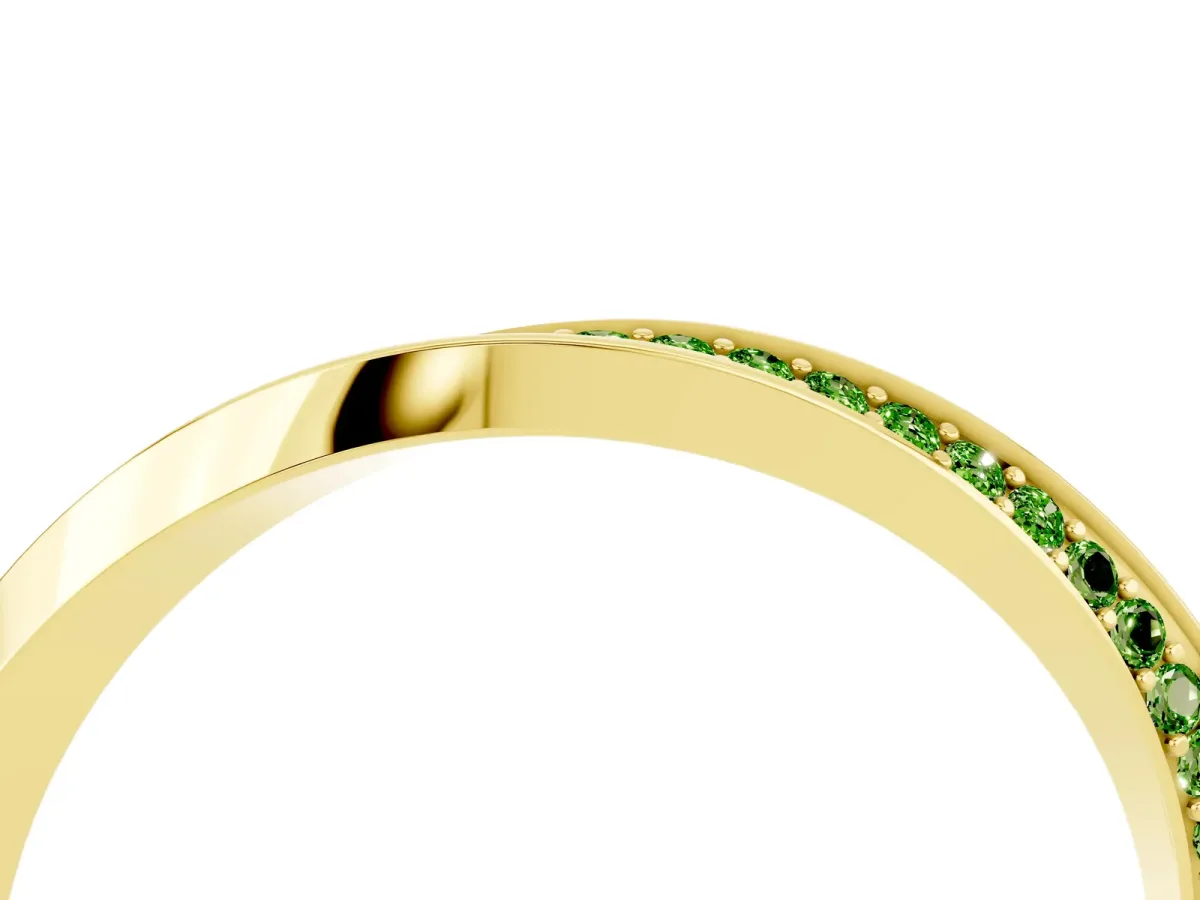 Pavé Round Peridot Twist Band Yellow gold