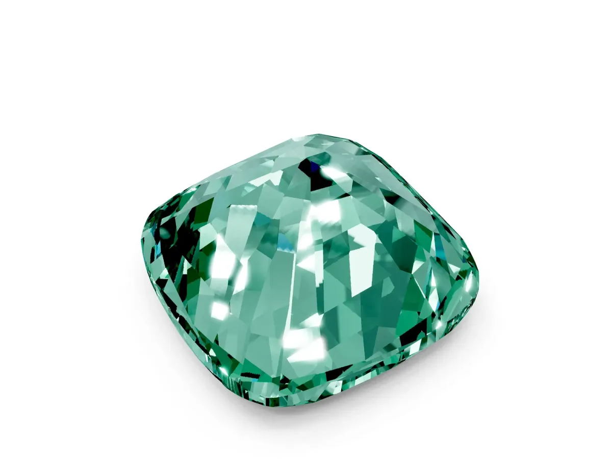Cushion Cut Green Sapphire Scattered Round Accent Ring with Prong Setting Platinum