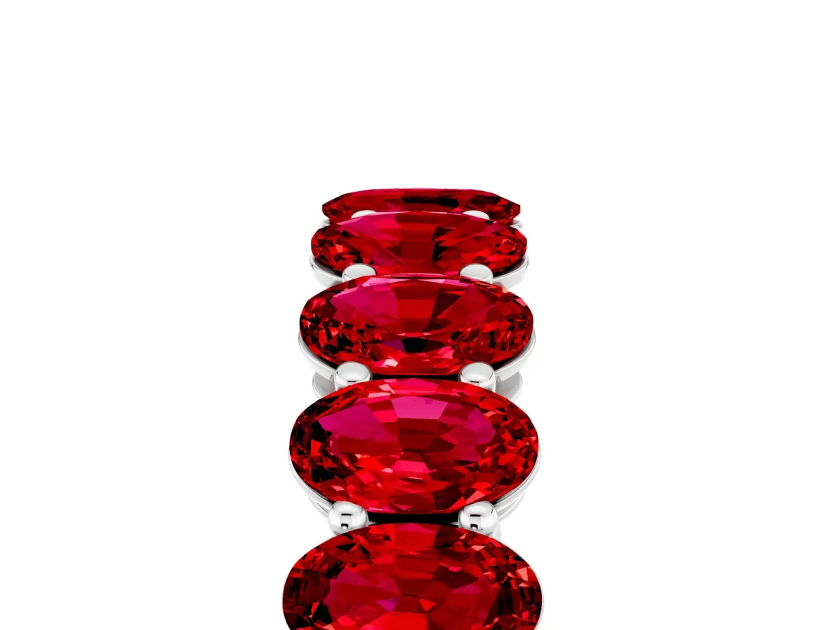 Oval Cut Ruby Eternity Band with Shared Prong Setting Platinum