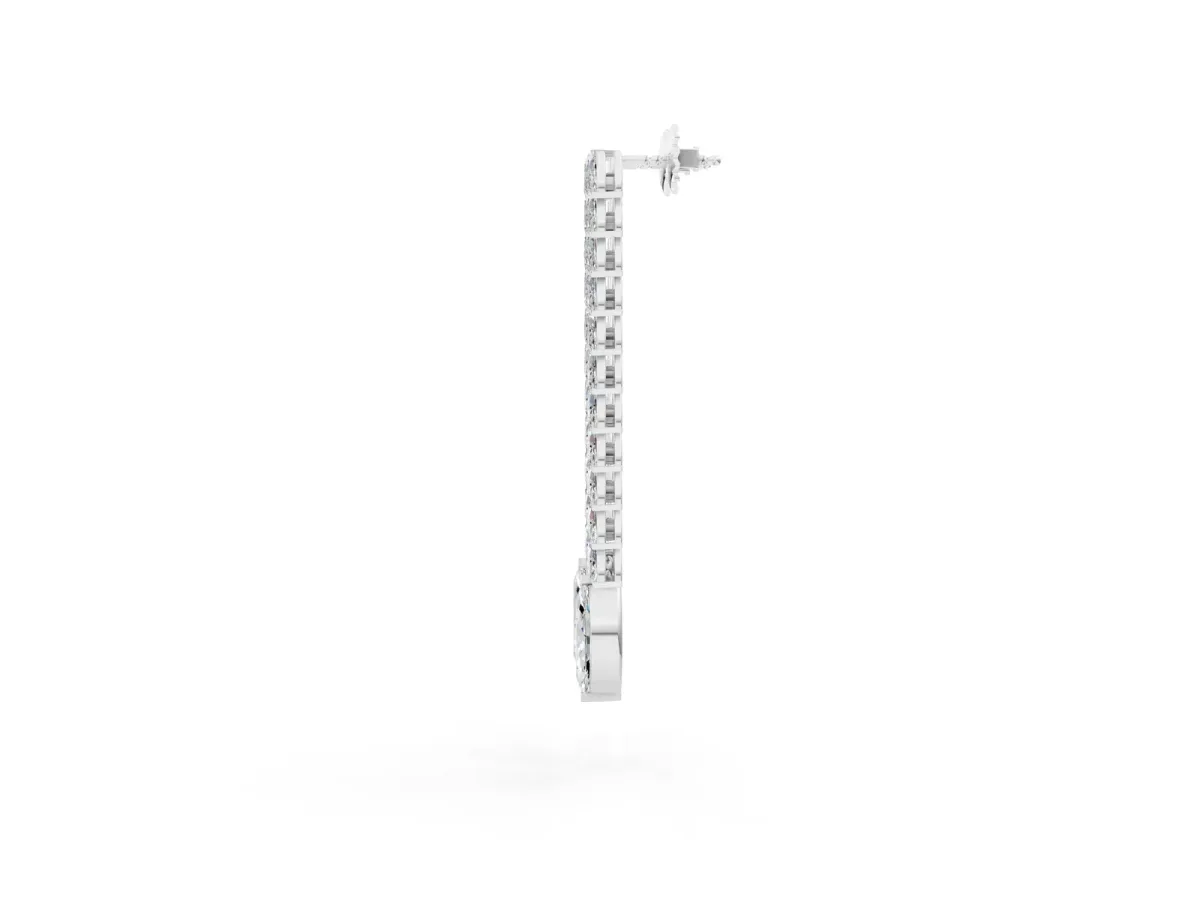Marquise Diamond Double Row Dangle Earrings Silver