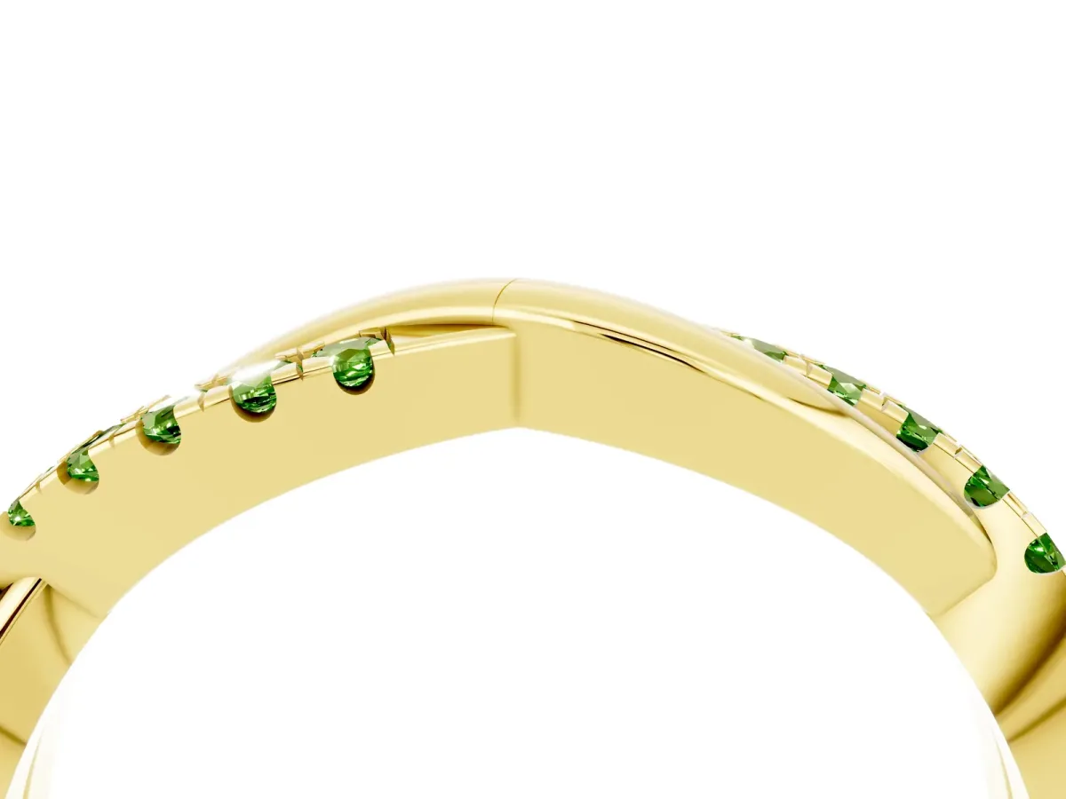 Round Peridot Twisted Infinity Band with Prong Setting Yellow gold
