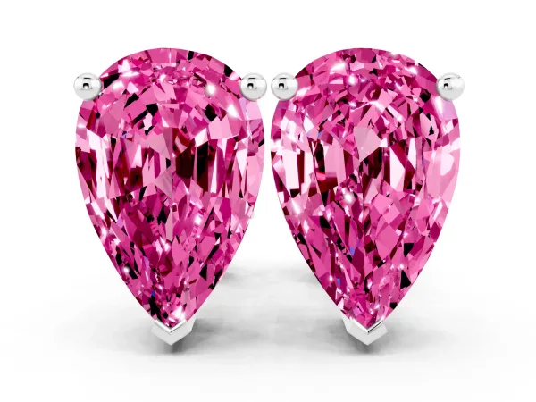 Pear Cut Pink Sapphire Stud Earrings Platinum
