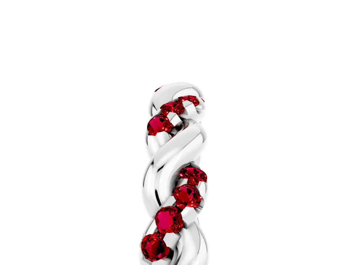 Twisted Pavé Round Ruby Eternity Band Platinum