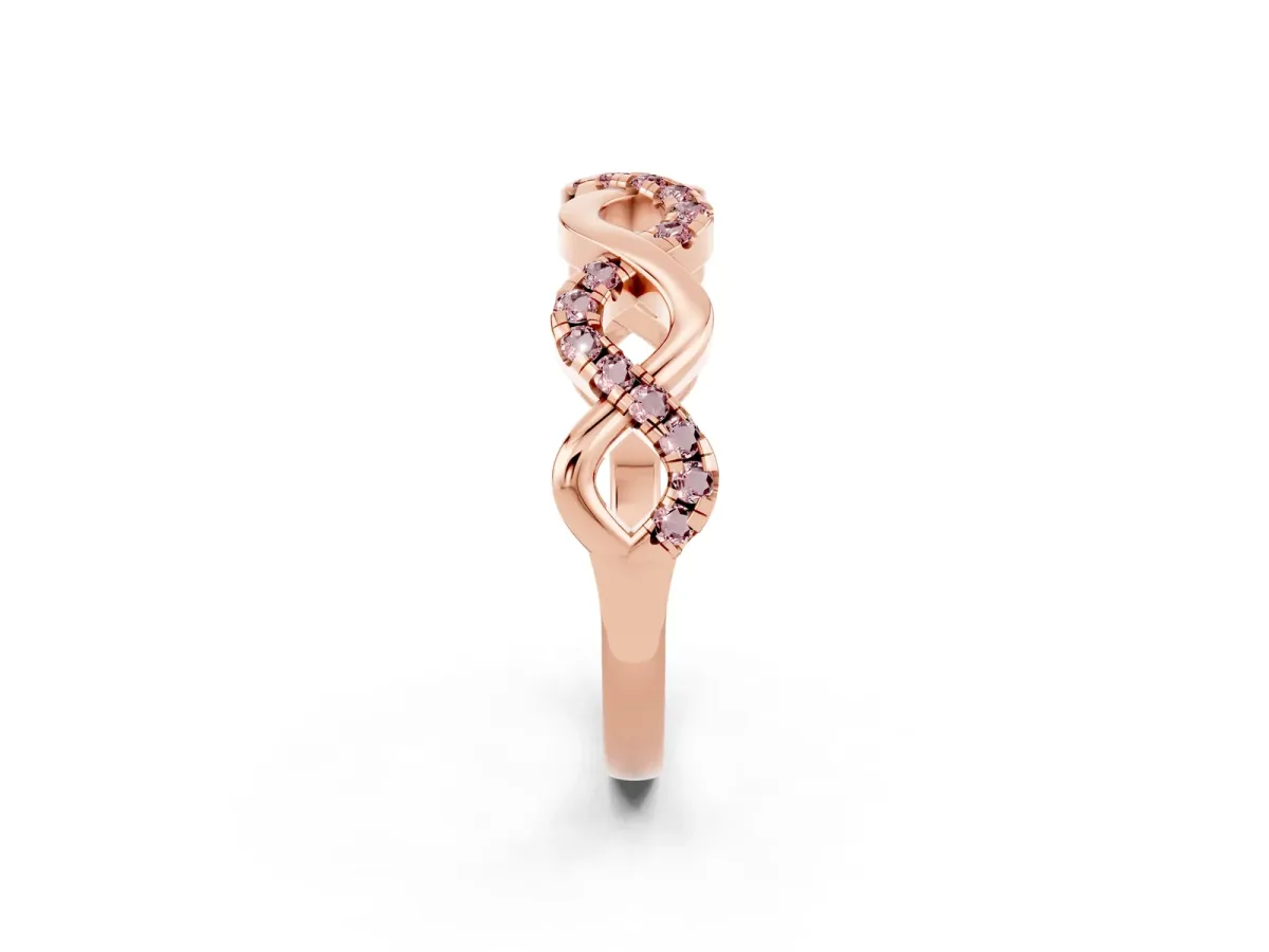 Twist Infinity Round Morganite Band with Pavé Setting Rose gold